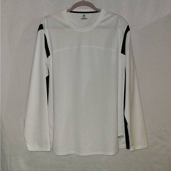 Russell Dri Power Long Sleeve White Black Shirt Size L - Picture 1 of 7